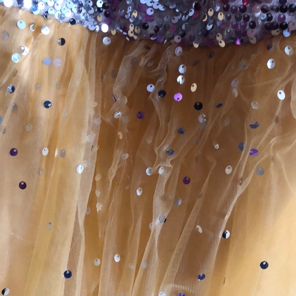 Strapless Gold Mermaid Sequin Prom Dress w/ Corset - Picture 6 of 12